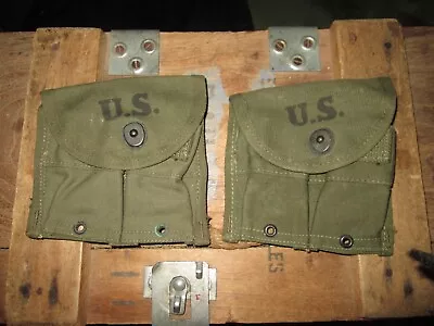 WWII WW2 ORIGINAL M1 CARBINE BELT POUCH X2 MATCHING US ARMY Never Used Nos • $35