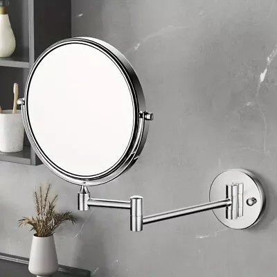 Wall Mounted 2- Sided Shaving Makeup Swivel Extendable Bathroom Magnifing Mirror • £18.95