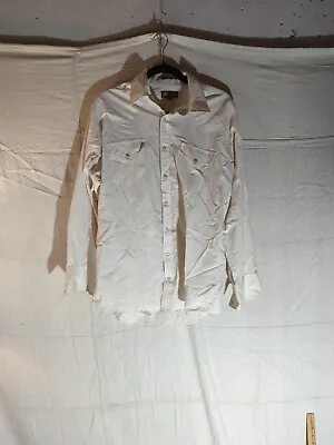 Mens Vintage SHEPLERS Western Shirt Pearl Snap 16.5 Long Sleeve Off White  • $13.45