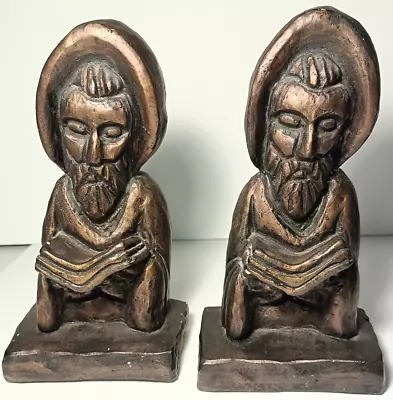 Franciscan Catholic Monk Ceramic Statue Bookends 8” Tall Vintage • $15