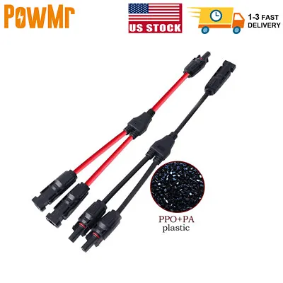 PowMr Solar Panel 1 Pair Waterproof 2 To 1 Y Branch Cable Connector Extension US • $6.99