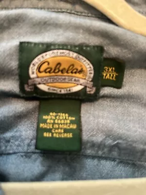 Cabelas  Outdoor Wear. Short Sleeve Denim  Blue Jean  Sz 3XL • $18