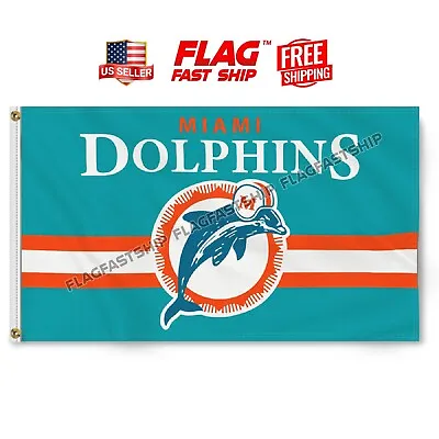 Miami Dolphins 3X5 FT Retro Flag Banner USA Man Cave FREE Shipping • $12.98
