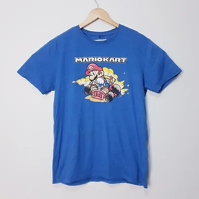 Mario Kart Shirt Mens Medium M Blue Mario Racing Cotton Blend T Tee • £9.27