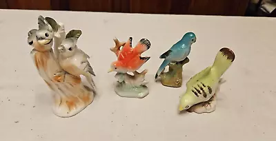 4 Small Vintage Bird Figurines Porcelain Japan ~ Blue Bird ~ Cardinal ~Plus More • $8