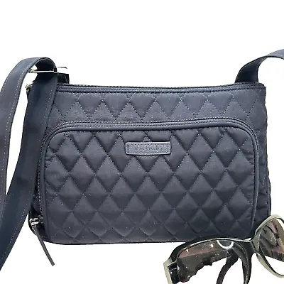 VERA BRADLEY Navy Blue Microfiber Quilted Organizer Crossbody Shoulder Bag • $33.95