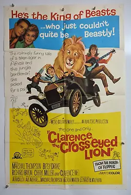  Clarence The Crosseyed Lion  27x41 Original 1965 Movie Poster Marshall Thompson • $58.85