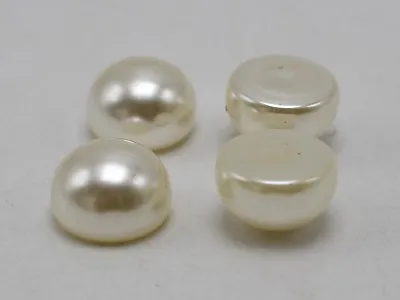 50 Ivory Acrylic Bread Shape Half Drilled Pearl Beads 14mm For Pendant Ear Post • £3.95