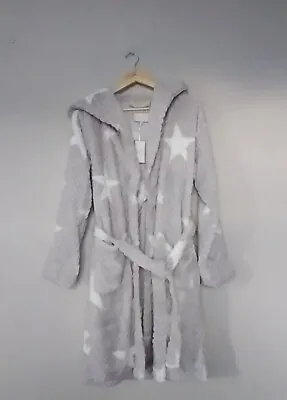 Ladies Pretty Women Hooded Star Waffle Weave Dressing Gown Grey  Size S-M BNWT.  • £15.90