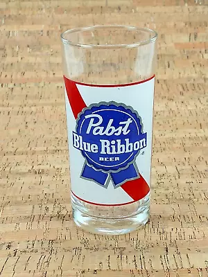 Vintage PBR Pabst Blue Ribbon Beer Glass Classic Red White Blue Logo - France • $19.95