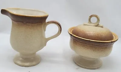 Mikasa Whole Wheat Creamer And Sugar Bowl With Lid Japan Stoneware E8000 • $20.39