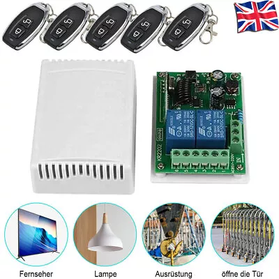 2 CH Garage Door Remote Control Switch Relay Wireless Transmitter + Receiver Kit • £17.62