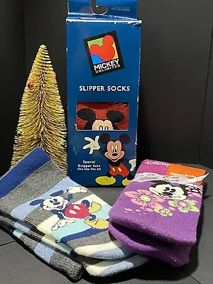 Mickey Mouse 3pc Set Of Slipper Socks - New • £14.46