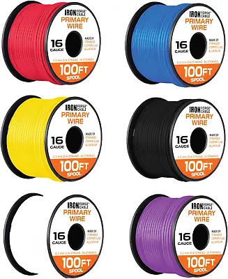 16 Gauge Primary Automotive Wire - 6 Roll Assortment Pack - 100 Ft Of Copper Cla • $56.95