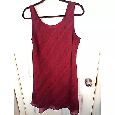 Venezia Womens Burgundy Sleeveless  Flower Pattern Lined Pull Over Dress Size 1X • $24.99