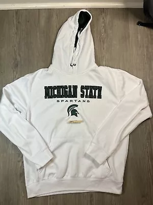 Michigan State Spartans Hoodie Embroidered White Mens Size Large • $20