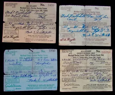 1963 To 1968 ALLEGANY Maryland County Resident Hunting Licenses • $10