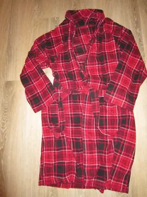 Men's Size L/XL Fleece Bathrobe Black Red White Plaid Warm Comfy Tag Removed VGC • $9.99