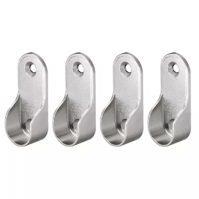 4pcs Rail Hanger Standard Tube Support Wardrobe Rod Socket Fitting Round Bracket • £8.40