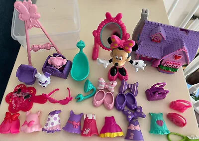 Disney Minnie Mouse Bow-Tique Lot 31 Pieces Snap-On Accessories & House Mattel • $27.49