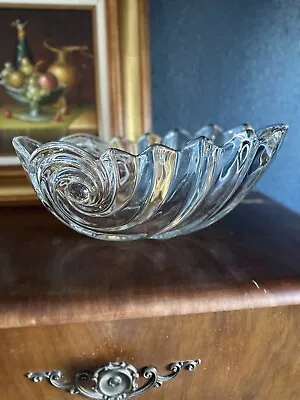 Mikasa Clearwater Crystal Ocean Wave Nautilus Buffet Bowl  Germany Glass Shell • $44.95