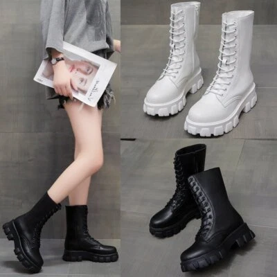 £21.97 • Buy Ladies Womens Flat Chunky Platform Sole Chelsea Slip On Sock Ankle Boots Shoes
