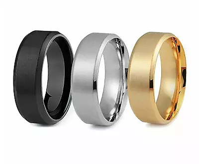 Men Black Stainless Titanium Color Ring Wedding Lover Couple Rings Women 7-11 • $4.99