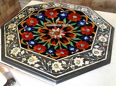 2' Black Marble Table Top Center Dining Inlay Malachite Home Decor  X-mas • $698