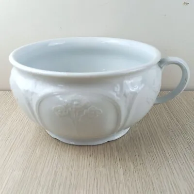 Antique Ironstone China Chamber Pot JG Meakin Early 1900s White Floral Relief • $80.50