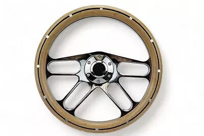 14  Billet Chrome Aluminum Muscle -Half Wrap Steering Wheel W/Horn Button 6 Hole • $159.99