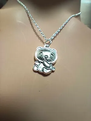 Silver  Panda Silver Plated  Necklace   New Free Pouch  Bpl 57 • £3.99