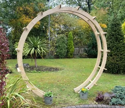 Moon Gate Flower Circle Wood Garden Circular Arch Archway Oriental Contemporary • £499.99