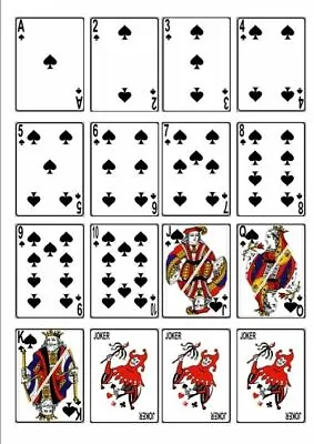 Suit Of 16 X Playing Cards Spades Edible Cupcake Topper Cake Rice Wafer Paper  • £2.99