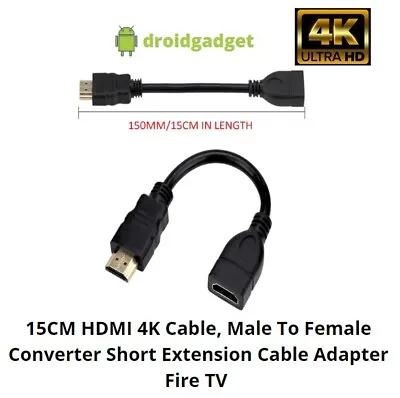 £2.65 • Buy 15cm HDMI 4K Cable Male To Female Converter Short Extension Cable Fire TV
