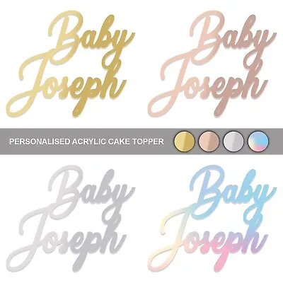 Baby Cake Topper Baby Shower Acrylic Mirror Gender Reveal Party Cake Decoration • £4.79