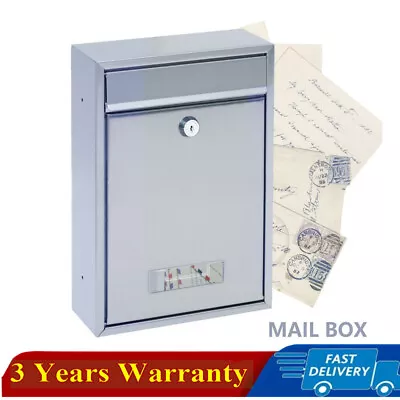Wall Mount Home Metal Waterproof Steel Locking Mailbox Villa Newspaper Mail-Box • $31.35