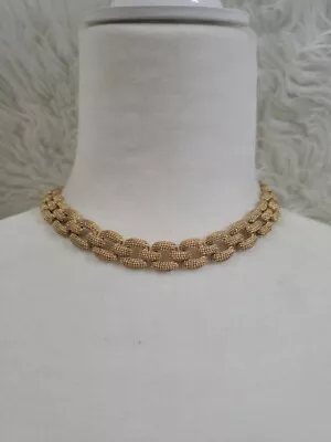 Monet Gold Plated Textured Choker Necklace Mid Century 1960s Vintage Jewelry • $32.99