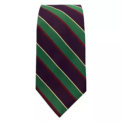 Mardis Gras Colors- Ferrell Reed Striped Silk Neck Tie - Woven In England • $50