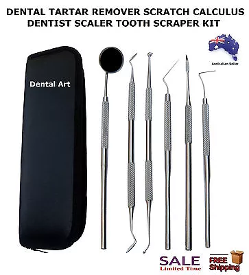 $21.99 • Buy Dental Tartar Plaque Calculus Tooth Scraper Scaler Remover Mirror Tool Set Kit