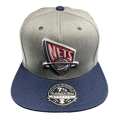 Mitchell & Ness New Jersey Nets Vintage DYNASTY Fitted Cap Hat Size 7 3/8 • $24.79