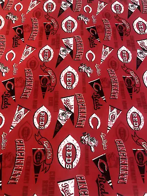 Cincinnati Reds Retro MLB  Cotton Fabric SOLD BY THE YARD- SHIPS FAST • $8