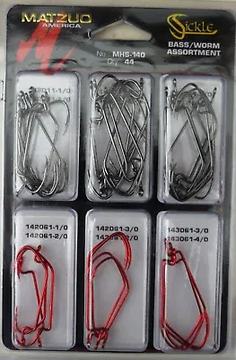 2 Packs Of  MHS-140 Matzuo Sickle Bass Worm Assortment Fish Hooks 88 Hooks Total • $15.99