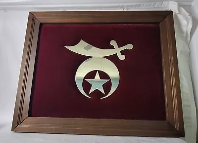 Vintage Custom Masonic Shriners Plaque Wood Framed Velvet Lined • $185