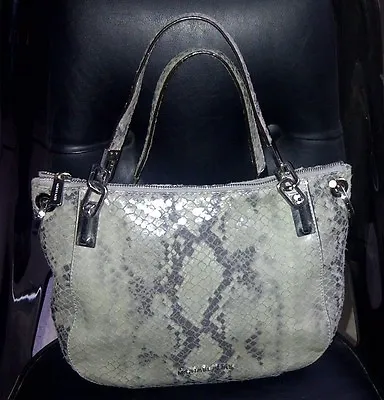 Auth Michael Kors Brooke Snakeskin Python Embossed Leather Satchel Handbag Purse • $99.50