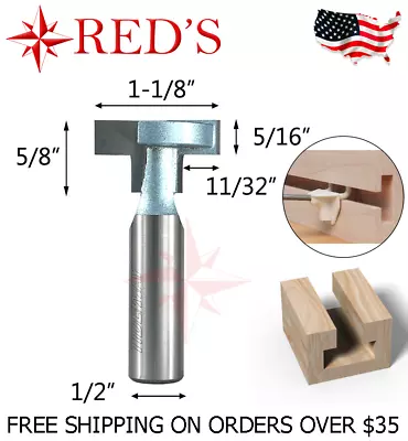 Tideway Carbide IND RC1601808M T-Slot And T-Track Slotting 1/2  Shank Router Bit • $11.49