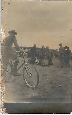 Rppc Wwi Solider Games Training Exercises Old Bike Lively Antique Real Photo • $9.25