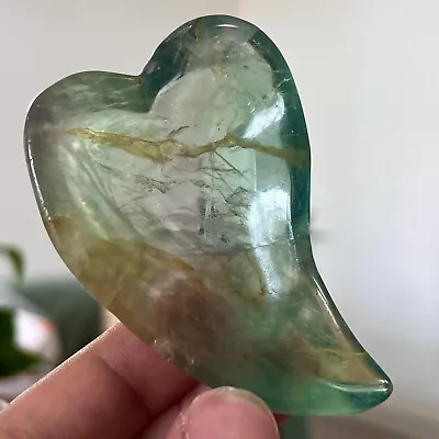 66G Natural Color Fluorite Crystal Carving Heart Shaped Bowl Restoration • $0.99
