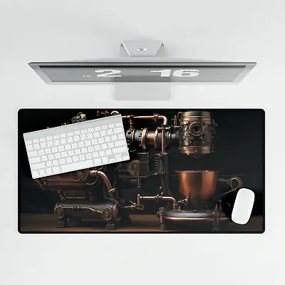 Steampunk Coffee Machine Desk Mat 31.5 X15.5  XL Keyboard/Mouse Gaming Pad • $51.95