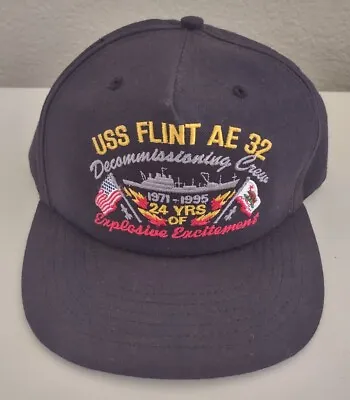US Navy USS FLINT AE32 Decommissioning Crew 1995 Ship Hat Cap Black • $2.99