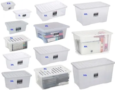 Heavy Duty Wham Clear Plastic Storage Strong Durable Crystal Storage Box & Lids • £5.43